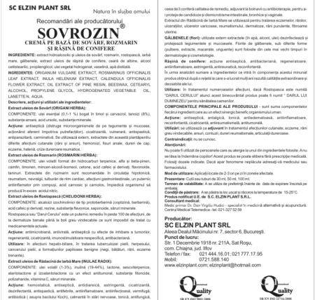 CREMA pe baza de sovarf, rozmarin si rasina de conifere SOVROZIN, 50ml, ElzinPlant la Nana Plafar [1]