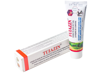 cicatrizant taieturi arsuri leziuni degeraturi - CREMA pe baza de Tuia, extracte din plante si rasina de conifere, TUIAZIN, 50ml, ElzinPlant la Nana Plafar