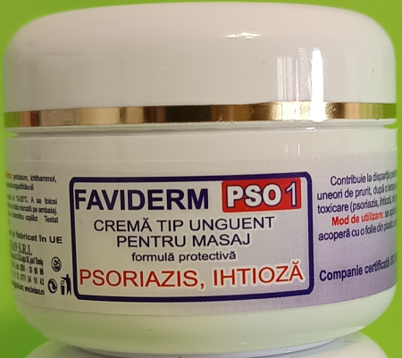 SUPLIMENTE PENTRU ADULTI - CREMA tip Unguent pentru Masaj Faviderm PSO1, PSO 2, Psoriazis, Ihtioza, 50ML, Favisan la Nana Plafar