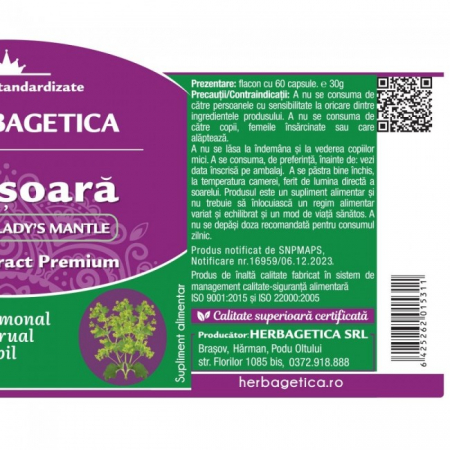 CRETISOARA 400mg Lady’s Mantle, 60 capsule, Herbagetica [2]