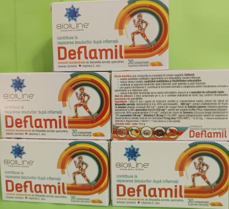 DEFLAMIL ANTIINFLAMATOR cu Boswellia si Turmeric, 30 comprimate, BioSunLine Helcor la Nana Plafar [2]