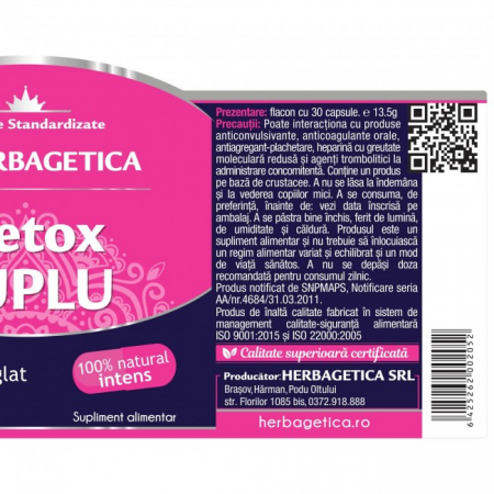 DETOX SUPLU cu  Kelp Chitosan Chlorella Spirulina, Herbagetica [2]