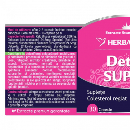 DETOX SUPLU cu  Kelp Chitosan Chlorella Spirulina, Herbagetica [1]