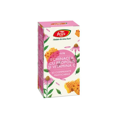 Echinacea cu propolis si Vitamina C, 63 comprimate masticabile, Fares