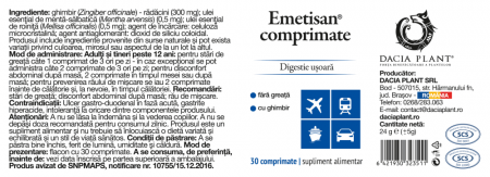 Emetisan cu ghimbir, 30 comprimate, Dacia Plant [1]