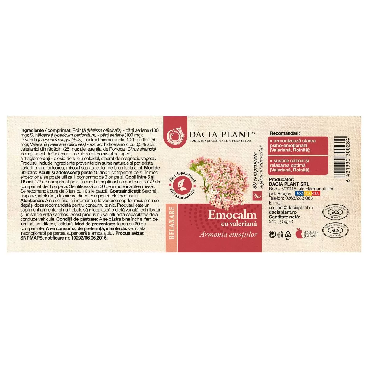 EMOCALM comprimate Dacia Plant la Nana Plafar [1]