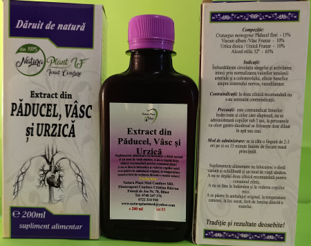 EXTRACT HIDROALCOOLIC Păducel, Vâsc Urzică 200ml Natura Plant la Nana Plafar [1]