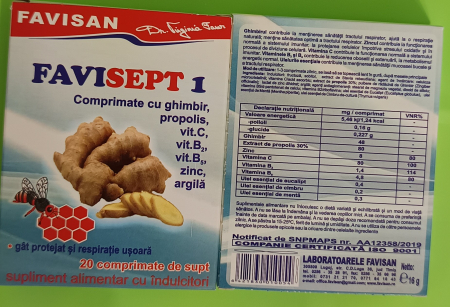 FAVISEPT 1 cu Ghimbir, 20 comprimate, Favisan laa Nana Plafar [2]