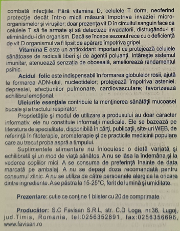 FAVISEPT 2 cu albastru de Metilen, 20 comprimate, Favisan [3]