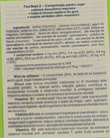 FAVISEPT 2 cu albastru de Metilen, 20 comprimate, Favisan [2]