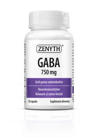 sustinerea neurotransmisiei normale - GABA 750 mg, Acid Gama-Aminobutiric, 30 capsule, Zenyth