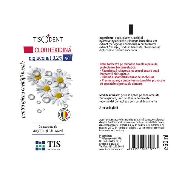 GEL pentru IGIENA BUCALA cu Clorhexidina, Tisodent, 50 ml, Tis Farmaceutic la Nana Plafar [1]
