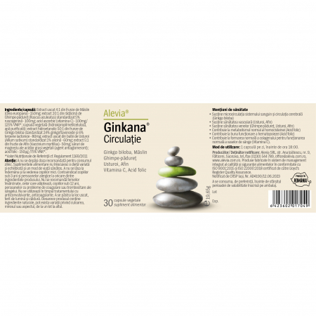 GINKANA CIRCULATIE, 30 capsule vegetale, Alevia Nana Plafar [1]