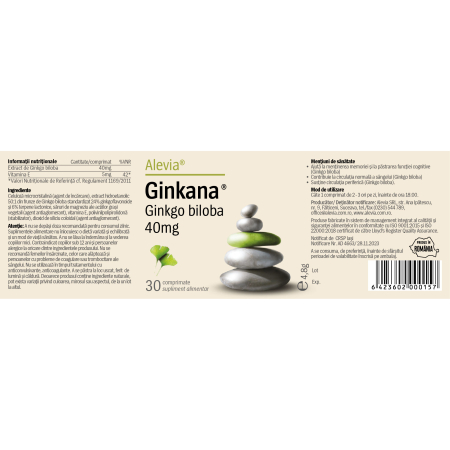 Ginkana Ginkgo Biloba 40 mg, Alevia la Nana Plafar [1]