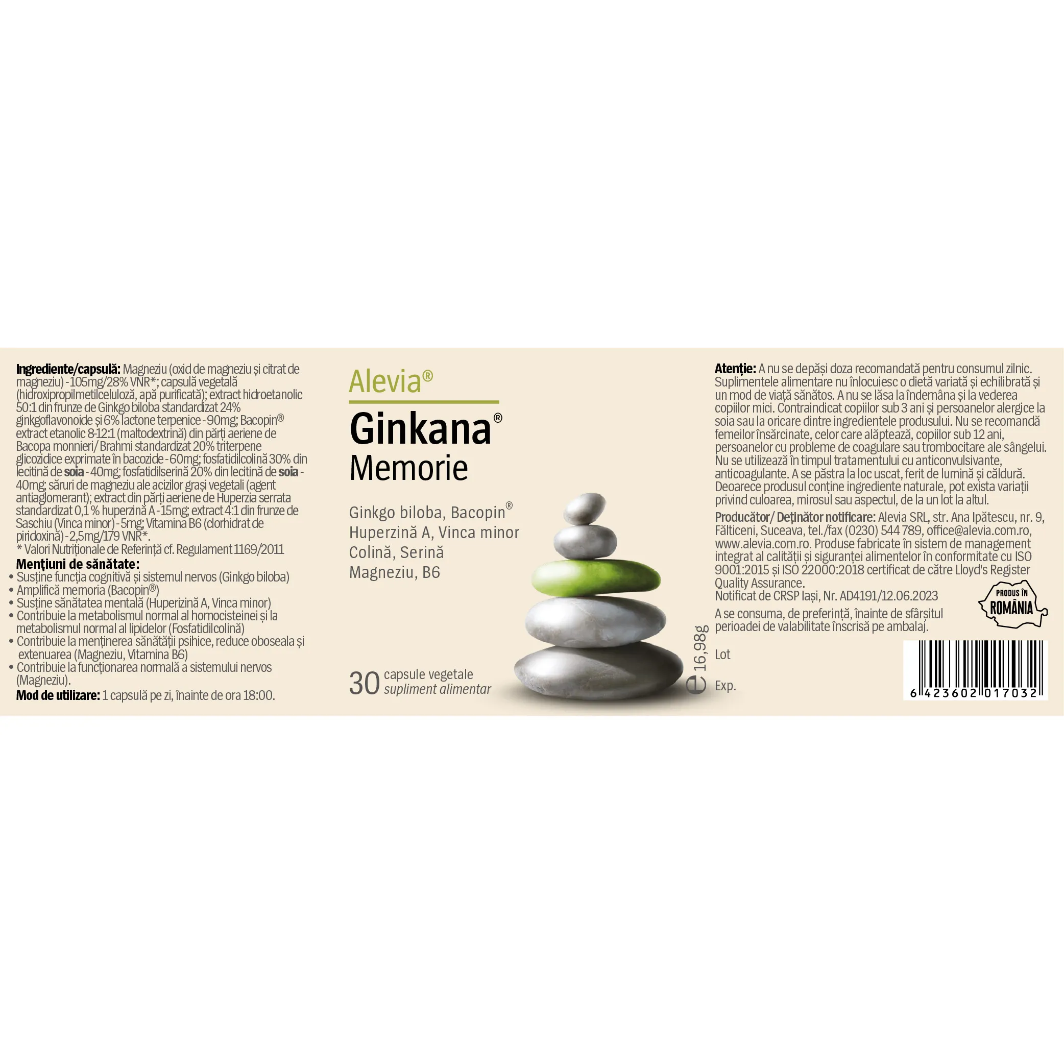 GINKANA MEMORIE, 30 capsule vegetale, Alevia la Nana Plafar [1]