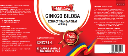 GINKGO BILOBA extract standardizat 400mg, Adnatura la Nana Plafar [2]