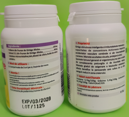 GINKGO BILOBA Forte 240mg, 30 capsule, Noblesse Natural la Nana Plafar [1]