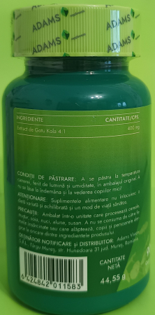 GOTU KOLA 400mg, 90 capsule, Adams Supplements la Nana Plafar [1]