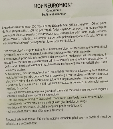  HOF NEUROMION® STIMULEAZA METABOLISMUL NEURONAL 60 comprimate, Hofigal [2]