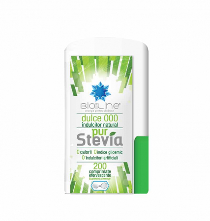 PRODUSE ALIMENTARE - Indulcitor natural PUR STEVIA 200 comprimate, BioSunLine Helcor