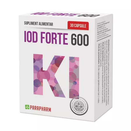 afectiuni DERMATOLOGICE - IOD FORTE 600mcg, 30 capsule, Parapharm