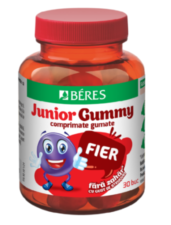 SUPLIMENTE COPII si TINERI - JELEURI cu FIER si cu gust de struguri Fier Junior Gummy, 30 jeleuri, Beres la Nana Plafar