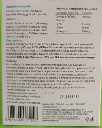 KRILL OIL 500 mg OMEGA 3, Rotta Natura la Nana Plafar [1]