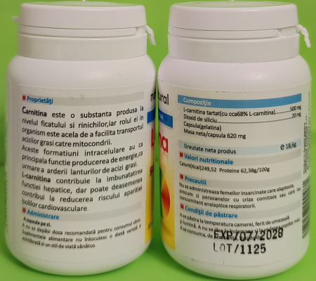 L-CARNITINA 500mg, 30 capsule, Noblesse Natural la Nana Plafar [1]