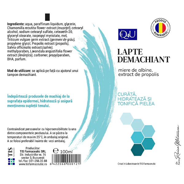 LAPTE DEMACHIANT Q4U, 100 ml, TIS Farmaceutic la nana plafar [1]