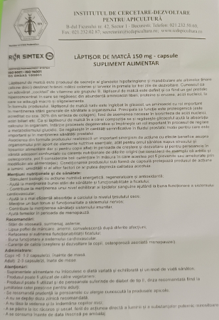 Laptisor de matca Pur-150mg, 30 capsule - Institutul Apicol  la nana plafar [4]