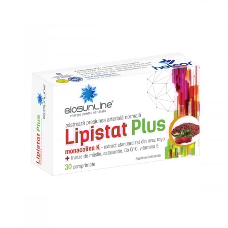 LIPISTAT PLUS cu DROJDIE de OREZ ROSU, 30 comprimate, BioSunLine Helcor  la Nana Plafar