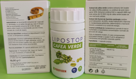 LIPOSTOP CAFEA VERDE, 30 capsule, Parapharm