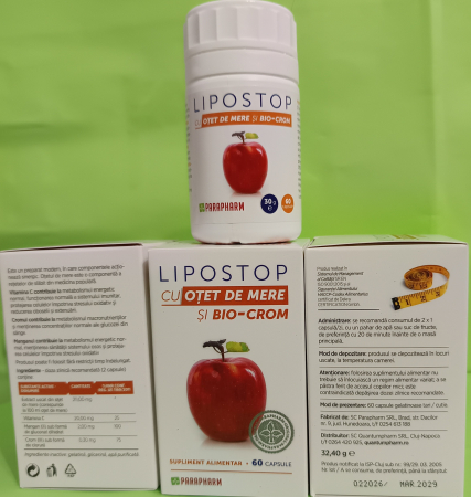 LIPOSTOP cu OTET de MERE si BIO-CROM, 60 capsule, Parapharm [1]