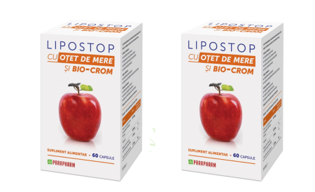 LIPOSTOP cu OTET de MERE si BIO-CROM, 60 capsule, Parapharm [1]