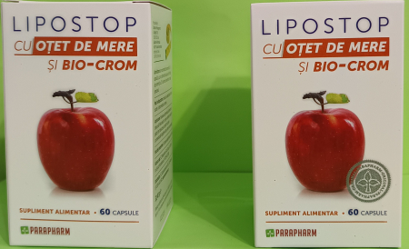 LIPOSTOP cu OTET de MERE si BIO-CROM, 60 capsule, Parapharm