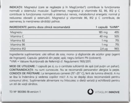 MagCombo Complex Magneziu, 940 mg, 20 capsule, Vitaslim la Nana Plafar [1]