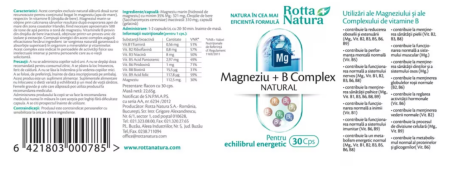 MAGNEZIU+B Complex Natural, 321mg, 30 capsule, Rotta Natura la Nana Plafar [2]