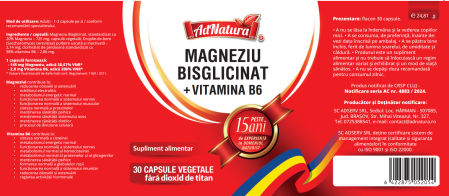 MAGNEZIU BISGLICINAT + VITAMINA B6, AdNatura  la Nana Plafar [1]