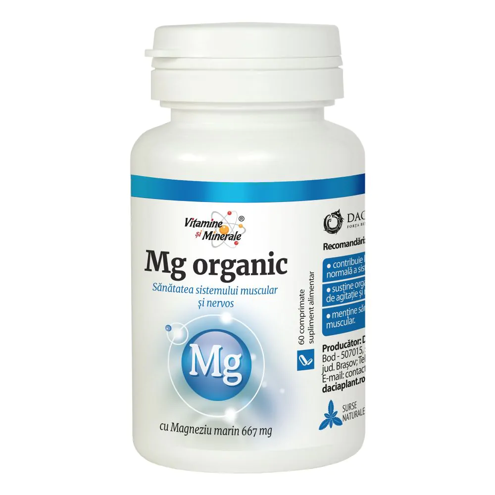 echilibru electrolitic - MAGNEZIU Organic, 667mg,  60 comprimate, Dacia Plant