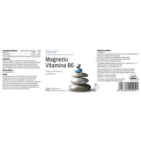 Magneziu Vitamina B6, 30 comprimate, Alevia [1]