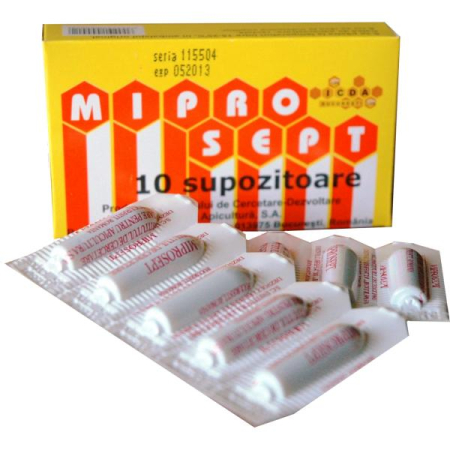 SUPOZITOARE:hemoroizi, fisuri anale,anexite,cistite - MIPROSEPT 10 supozitoare, Institutul Apicol la Nana Plafar