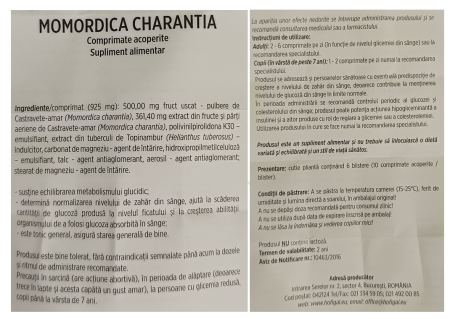 MOMORDICA CHARANTIA Castravete Amar 60 comprimate, Hofigal [1]
