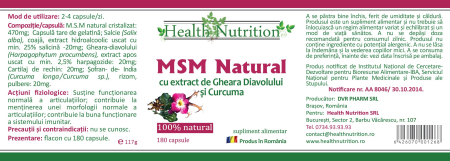 MSM capsule 100% naturale, 180 capsule, Health Nutrition la nana plafar [1]
