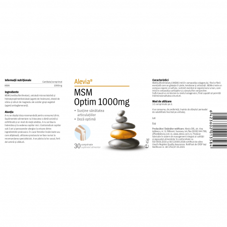 MSM OPTIM 1000mg, 30 comprimate, Alevia [1]