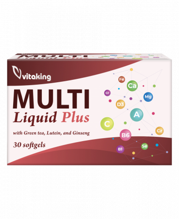 SUPLIMENTE-capsule si lichide - MULTIVITAMIN LICHID cu MINERALE GINSENG LUTEINA, 30 capsule gelatinoase, Vitaking