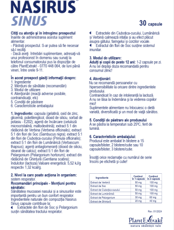 NASIRUS SINUS 30 capsule PlantExtrakt la Nana Plafar [1]