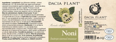 NONI 500mg, 60 comprimate, Dacia Plant [1]
