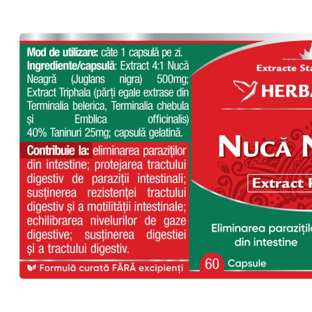 NUCA NEAGRA, 500 mg, 60 capsule, Herbagetica la Nana Plafar [1]