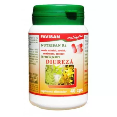 aparatul URINAR - Nutrisan R1 Coada Calului, Urzica, Sunatoare si Troscot 40 capsule, FAVISAN
