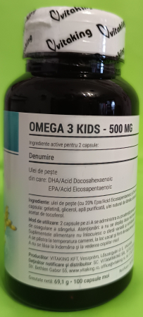 Omega 3 -500mg- natural pentru copii-100 capsule gelatinoase, Vitaking [1]